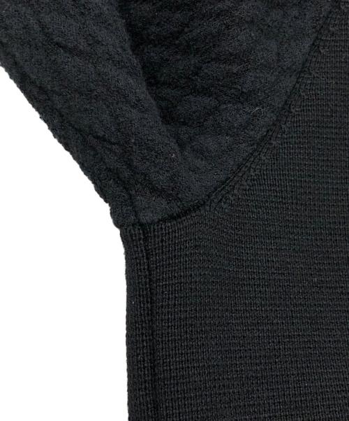 BALLSEY（ボールジィ）BALLSEY (ボールジィ) ウールコットンパールコンビ クルーネックカーディガン ブラック サイズ:Sの古着・服飾アイテム