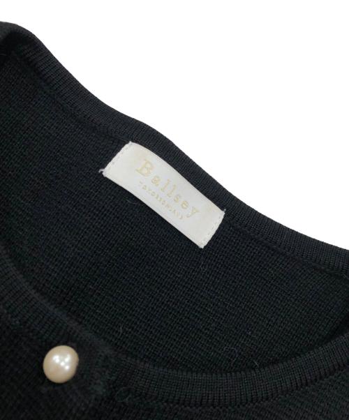 BALLSEY（ボールジィ）BALLSEY (ボールジィ) ウールコットンパールコンビ クルーネックカーディガン ブラック サイズ:Sの古着・服飾アイテム