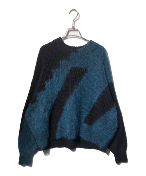 COS（コス）COS (コス) ジオメトリックモックネックニット ブラウン×ブルー サイズ:Mの古着・服飾アイテム