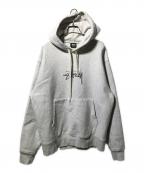 stussyステューシー）の古着「STOCK LOGO APPLIQUE HOODIE / ストックロゴアップリケフーディー」｜グレー
