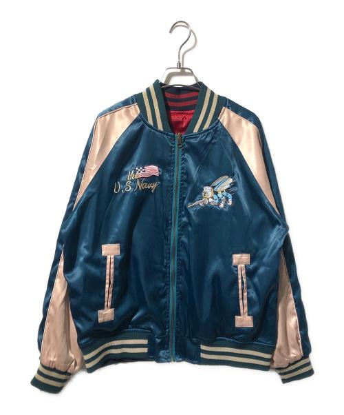 U'S NAVY（ユーエスネイビー）U'S NAVY (アメリカ海軍) リバーシブルスタジャン レッド×グリーン サイズ:Lの古着・服飾アイテム