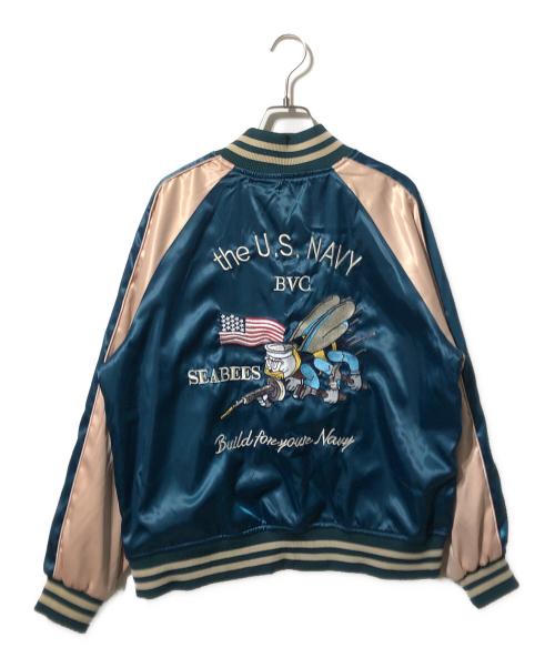 U'S NAVY（ユーエスネイビー）U'S NAVY (アメリカ海軍) リバーシブルスタジャン レッド×グリーン サイズ:Lの古着・服飾アイテム