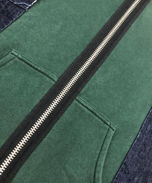 KIDILL（キディル）KIDILL (キディル) Docking Zip Parka / ドッキングジップパーカー グリーン×インディゴ サイズ:Freeの古着・服飾アイテム