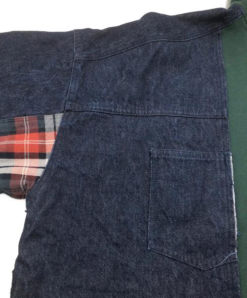 KIDILL（キディル）KIDILL (キディル) Docking Zip Parka / ドッキングジップパーカー グリーン×インディゴ サイズ:Freeの古着・服飾アイテム