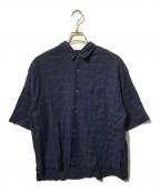 juhaユハ）の古着「Shadow Check Crop Shirt/シャドウチェッククロップシャツ/半袖シャツ」｜ネイビー