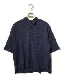 juha（ユハ）の古着「Shadow Check Crop Shirt/シャドウチェッククロップシャツ/半袖シャツ」｜ネイビー