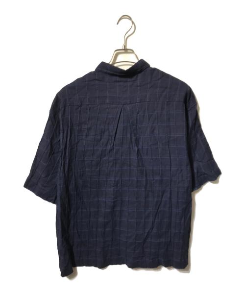juha（ユハ）juha (ユハ) Shadow Check Crop Shirt/シャドウチェッククロップシャツ/半袖シャツ ネイビー サイズ:2の古着・服飾アイテム