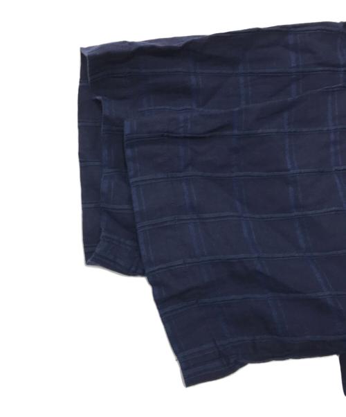 juha（ユハ）juha (ユハ) Shadow Check Crop Shirt/シャドウチェッククロップシャツ/半袖シャツ ネイビー サイズ:2の古着・服飾アイテム