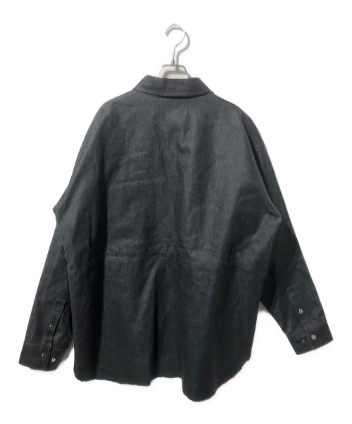 OUAT（オーユーエーティー）OUAT (オーユーエーティー) フリンジポケットリネンシャツジャケット ブラック サイズ:Lの古着・服飾アイテム