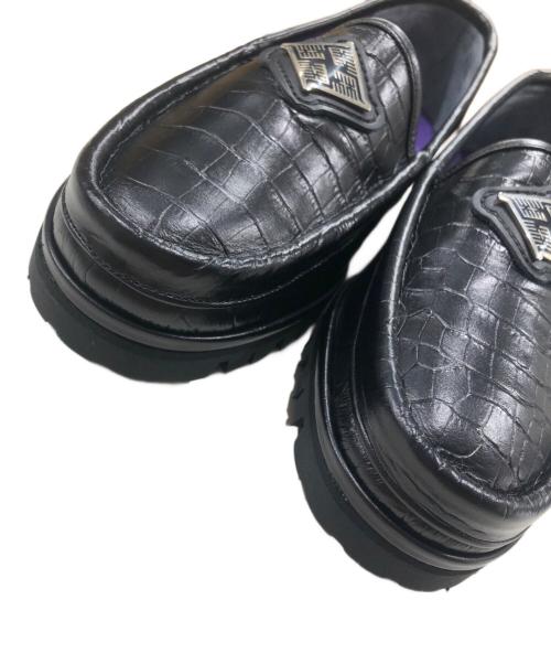 BUDSPOOL（バッズプール）BUDSPOOL (バッズプール) GAKKIN BLOHM CROCODILE EMBOSS LEATHER LOAFER ブラック サイズ:25 1/2の古着・服飾アイテム