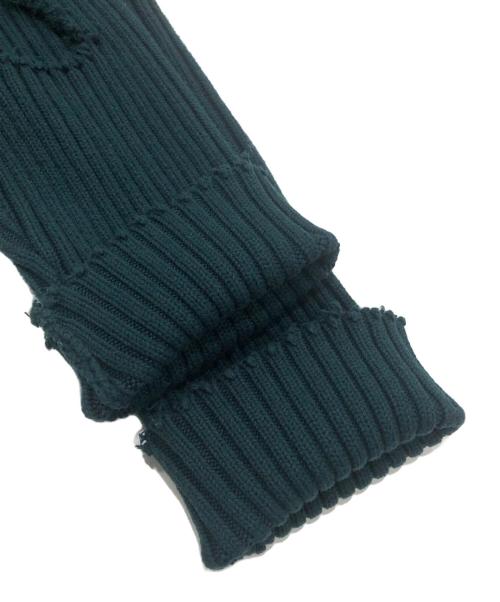 MM6 Maison Margiela（エムエムシックスメゾンマルジェラ）MM6 Maison Margiela (エムエムシックスメゾンマルジェラ) Damaged Knit Cardigan グリーン サイズ:Sの古着・服飾アイテム