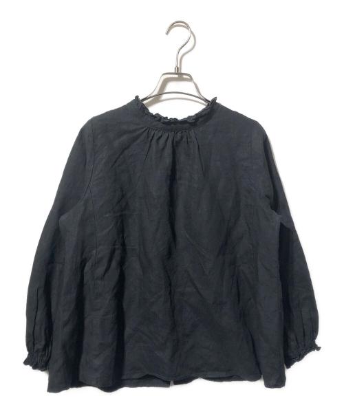 nest Robe（ネストローブ）nest Robe (ネストローブ) フリルリネンブラウス ブラック サイズ:Lの古着・服飾アイテム