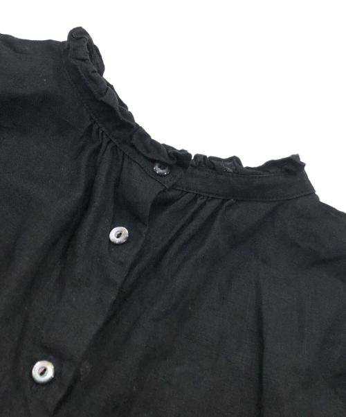 nest Robe（ネストローブ）nest Robe (ネストローブ) フリルリネンブラウス ブラック サイズ:Lの古着・服飾アイテム