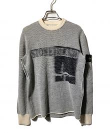 STONE ISLAND（ストーンアイランド）の古着「ロゴクルーネックニット」｜グレー