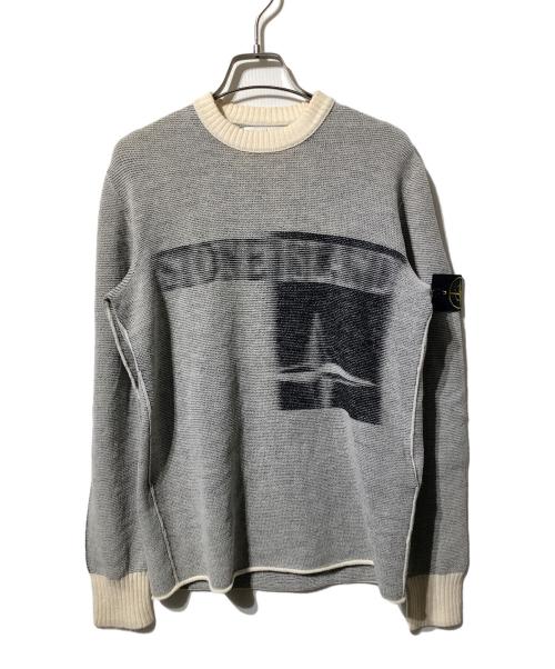 STONE ISLAND（ストーンアイランド）STONE ISLAND (ストーンアイランド) ロゴクルーネックニット グレー サイズ:Ｓの古着・服飾アイテム