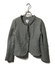 ARMANI COLLEZIONI（アルマーニ コレツィオーニ）の古着「ノーカラーツイードジャケット」｜グレー