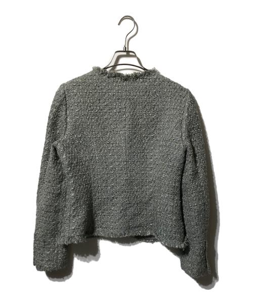 ARMANI COLLEZIONI（アルマーニ コレツィオーニ）ARMANI COLLEZIONI (アルマーニ コレツィオーニ) ノーカラーツイードジャケット グレー サイズ:40の古着・服飾アイテム