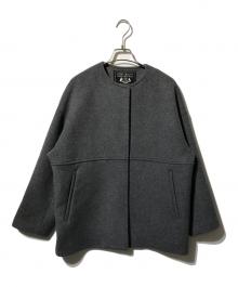 JOURNAL STANDARD（ジャーナルスタンダード）の古着「スーパー140ビーバーノーカラーショートコート」｜グレー