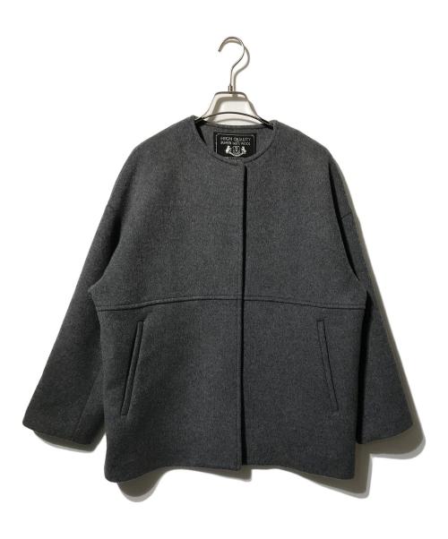 JOURNAL STANDARD（ジャーナルスタンダード）JOURNAL STANDARD (ジャーナルスタンダード) スーパー140ビーバーノーカラーショートコート グレー サイズ:38の古着・服飾アイテム