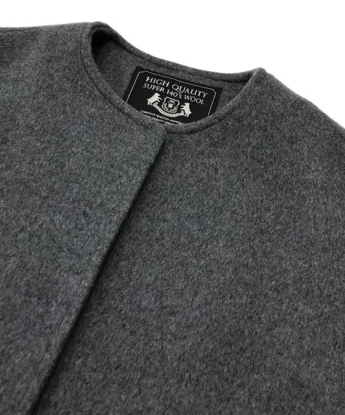 JOURNAL STANDARD（ジャーナルスタンダード）JOURNAL STANDARD (ジャーナルスタンダード) スーパー140ビーバーノーカラーショートコート グレー サイズ:38の古着・服飾アイテム