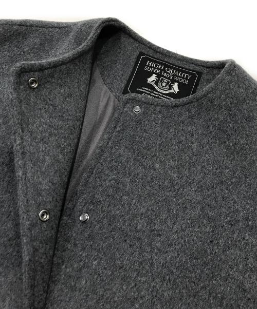 JOURNAL STANDARD（ジャーナルスタンダード）JOURNAL STANDARD (ジャーナルスタンダード) スーパー140ビーバーノーカラーショートコート グレー サイズ:38の古着・服飾アイテム