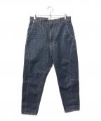 JUNYA WATANABE COMME des GARCONS(ジュンヤワタナベ コムデギャルソン）の古着「イエローステッチシンチバックデニムパンツ」｜インディゴ