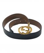 GUCCIグッチ）の古着「GGバックルレザーベルト」｜ブラック