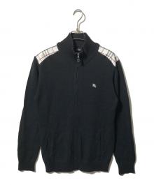 BURBERRY BLACK LABEL（バーバリーブラックレーベル）の古着「ジップニット/ハイネックニット」｜ブラック