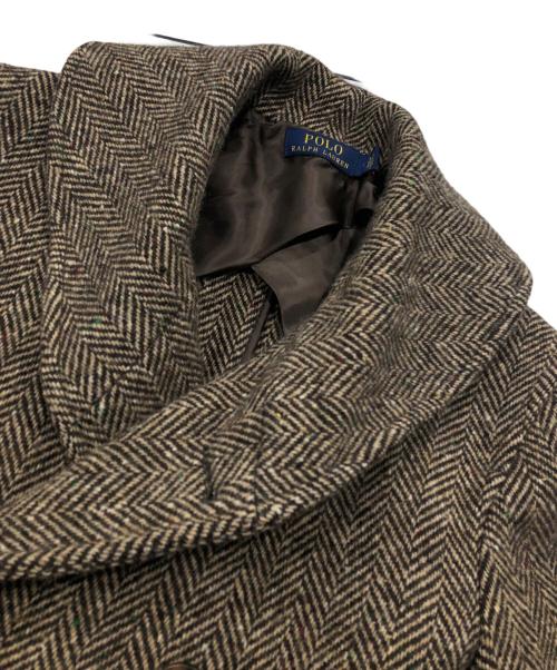 POLO RALPH LAUREN（ポロ・ラルフローレン）POLO RALPH LAUREN (ポロ・ラルフローレン) ヘリンボーンウールコート ブラウン サイズ:2の古着・服飾アイテム