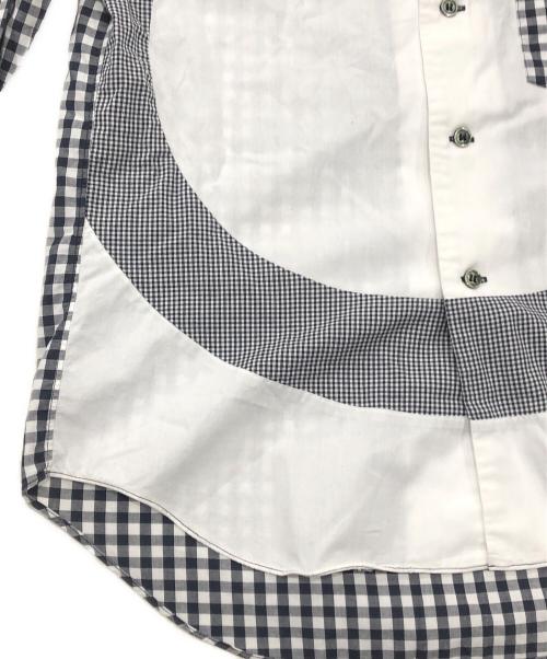 BLACK COMME des GARCONS（ブラックコムデギャルソン）BLACK COMME des GARCONS (ブラックコムデギャルソン) 丸襟チェックデザインシャツ ホワイト×ブラック サイズ:Sの古着・服飾アイテム