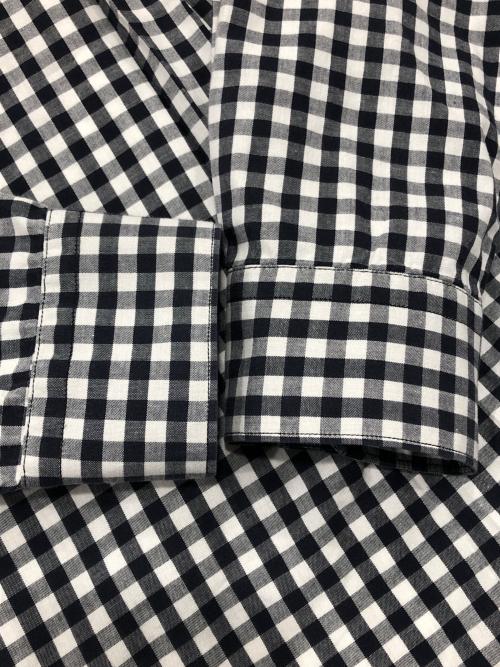 BLACK COMME des GARCONS（ブラックコムデギャルソン）BLACK COMME des GARCONS (ブラックコムデギャルソン) 丸襟チェックデザインシャツ ホワイト×ブラック サイズ:Sの古着・服飾アイテム