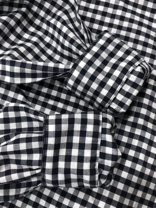 BLACK COMME des GARCONS（ブラックコムデギャルソン）BLACK COMME des GARCONS (ブラックコムデギャルソン) 丸襟チェックデザインシャツ ホワイト×ブラック サイズ:Sの古着・服飾アイテム