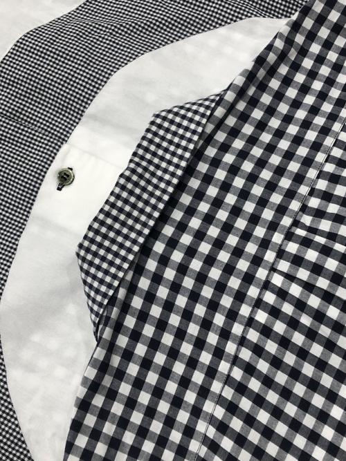 BLACK COMME des GARCONS（ブラックコムデギャルソン）BLACK COMME des GARCONS (ブラックコムデギャルソン) 丸襟チェックデザインシャツ ホワイト×ブラック サイズ:Sの古着・服飾アイテム