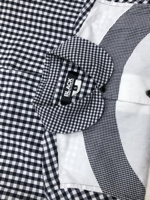 BLACK COMME des GARCONS（ブラックコムデギャルソン）BLACK COMME des GARCONS (ブラックコムデギャルソン) 丸襟チェックデザインシャツ ホワイト×ブラック サイズ:Sの古着・服飾アイテム