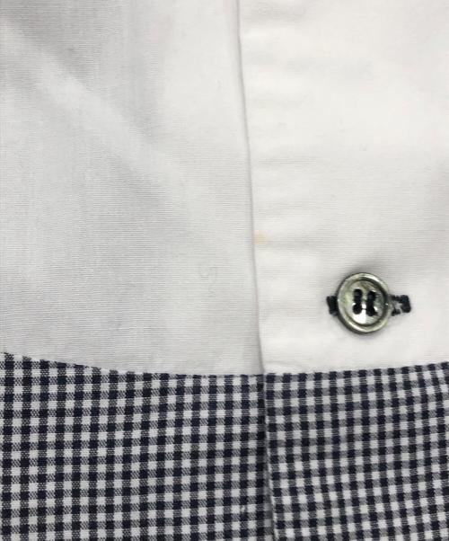 BLACK COMME des GARCONS（ブラックコムデギャルソン）BLACK COMME des GARCONS (ブラックコムデギャルソン) 丸襟チェックデザインシャツ ホワイト×ブラック サイズ:Sの古着・服飾アイテム