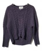 l'heritage martiniqueレリタージュ マルティニーク）の古着「ケーブルニット/Vネックニット」｜パープル