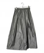 SALON adam et rope'サロンアダムエロペ）の古着「タフタフォルムスカート/スリットロングスカート」｜カーキ