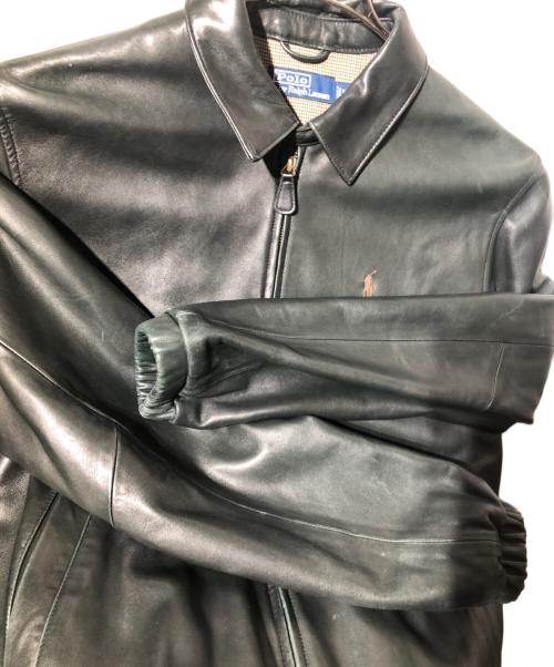 POLO RALPH LAUREN（ポロ・ラルフローレン）POLO RALPH LAUREN (ポロ・ラルフローレン) ポニー刺繍レザースイングトップ ブラック サイズ:Ｍの古着・服飾アイテム