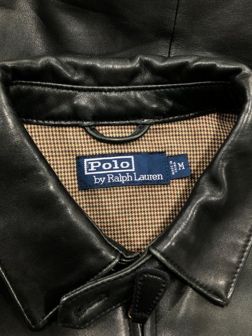 POLO RALPH LAUREN（ポロ・ラルフローレン）POLO RALPH LAUREN (ポロ・ラルフローレン) ポニー刺繍レザースイングトップ ブラック サイズ:Ｍの古着・服飾アイテム