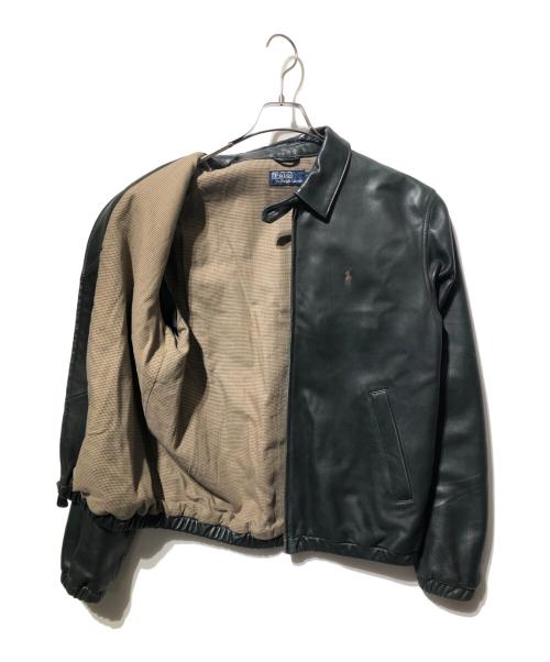 POLO RALPH LAUREN（ポロ・ラルフローレン）POLO RALPH LAUREN (ポロ・ラルフローレン) ポニー刺繍レザースイングトップ ブラック サイズ:Ｍの古着・服飾アイテム