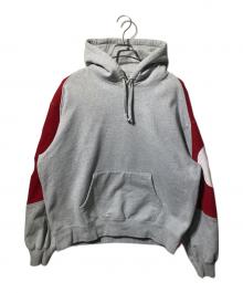 SUPREME（シュプリーム）の古着「ビッグ ロゴ ジャガード フーディー スウェットシャツ」｜レッド×グレー