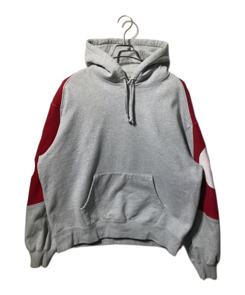SUPREME（シュプリーム）Supreme (シュプリーム) ビッグ ロゴ ジャガード フーディー スウェットシャツ レッド×グレー サイズ:Lの古着・服飾アイテム
