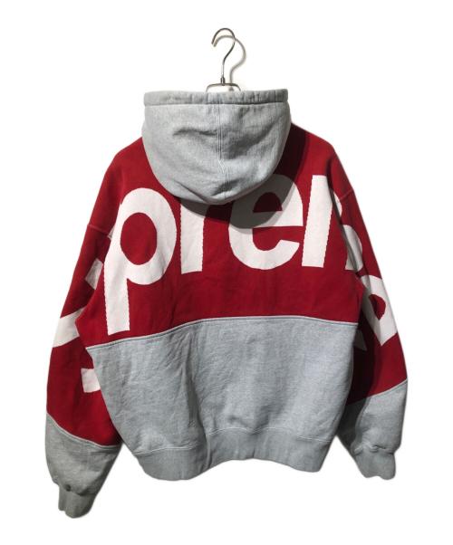 SUPREME（シュプリーム）Supreme (シュプリーム) ビッグ ロゴ ジャガード フーディー スウェットシャツ レッド×グレー サイズ:Lの古着・服飾アイテム