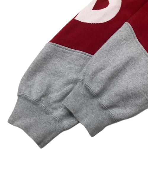 SUPREME（シュプリーム）Supreme (シュプリーム) ビッグ ロゴ ジャガード フーディー スウェットシャツ レッド×グレー サイズ:Lの古着・服飾アイテム