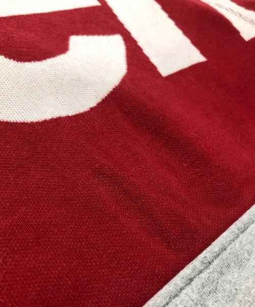 SUPREME（シュプリーム）Supreme (シュプリーム) ビッグ ロゴ ジャガード フーディー スウェットシャツ レッド×グレー サイズ:Lの古着・服飾アイテム