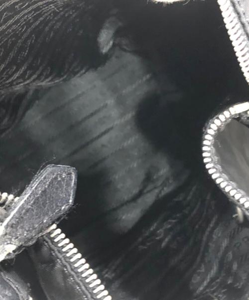 PRADA（プラダ）PRADA (プラダ) レザー切替ナイロンハンドバッグ ブラックの古着・服飾アイテム