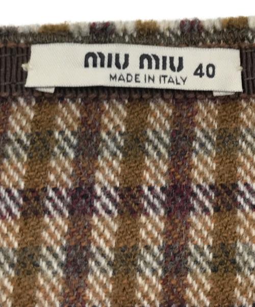 MIU MIU（ミュウミュウ）MIU MIU (ミュウミュウ) ウールラップスカート ブラウン サイズ:40の古着・服飾アイテム