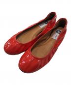 LANVINランバン）の古着「パテントレザーバレエシューズ」｜オレンジ