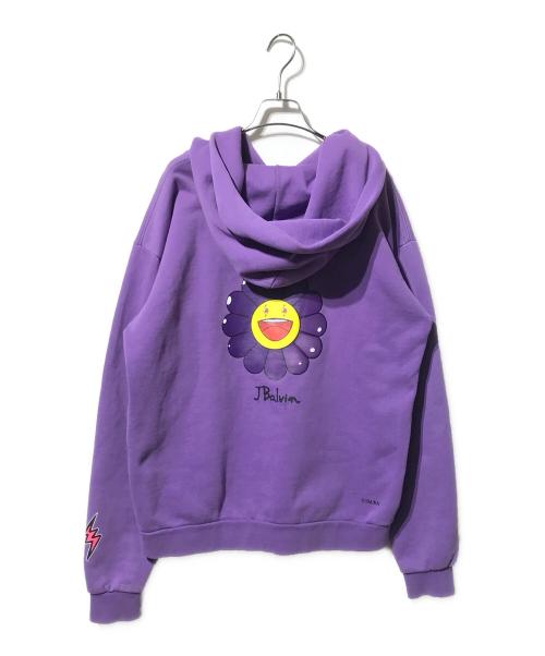 J balvin（J.バルヴィン）J balvin (J.バルヴィン) TAKASHI MURAKAMI (タカシ ムラカミ) プルオーバーパーカー/ロゴフーディー パープル サイズ:Sの古着・服飾アイテム