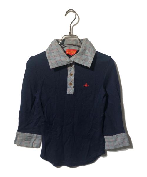 Vivienne Westwood RED LABEL（ヴィヴィアンウエストウッドレッドレーベル）Vivienne Westwood RED LABEL (ヴィヴィアンウエストウッドレッドレーベル) ロゴ刺繍ニット ネイビー サイズ:2の古着・服飾アイテム